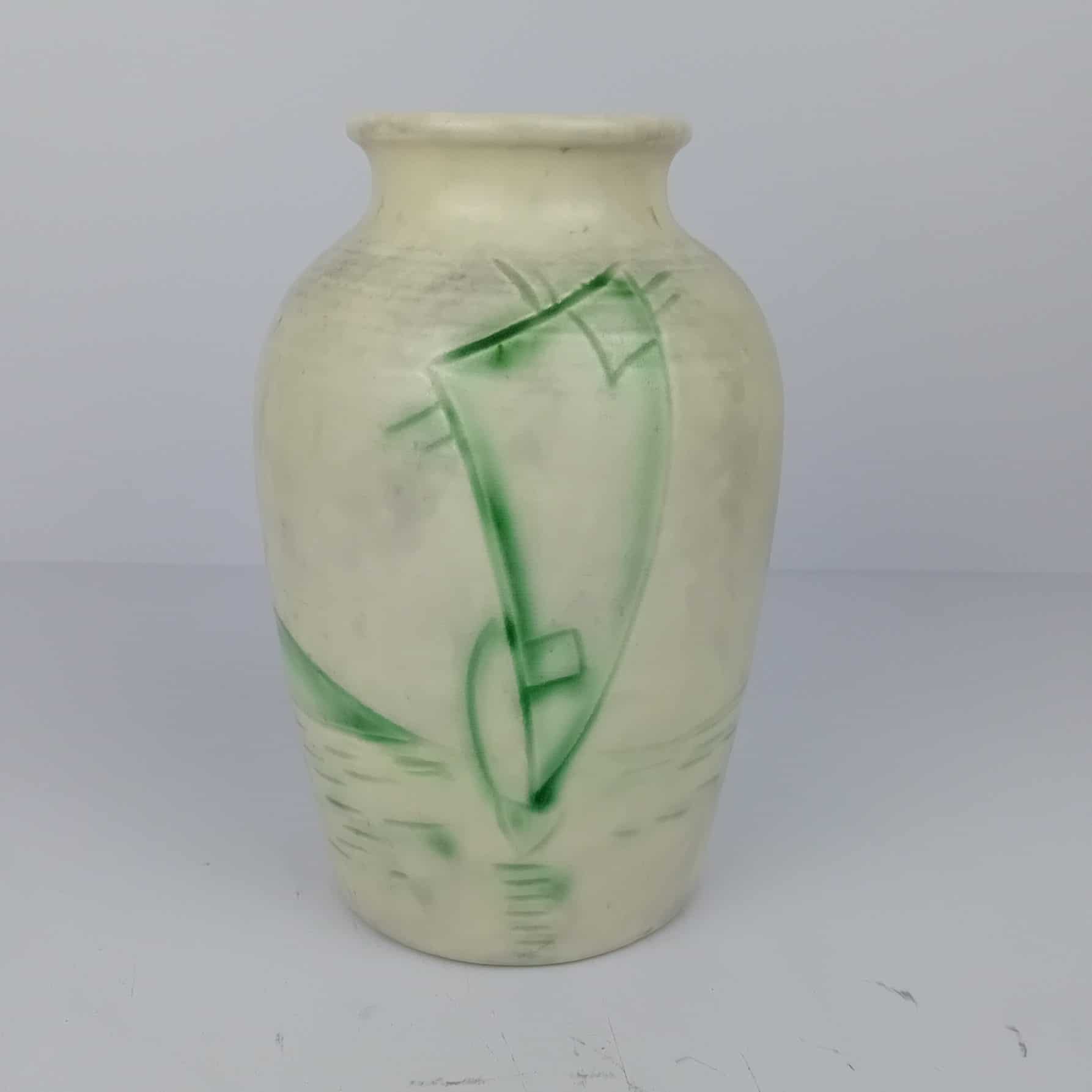 Radford Sgraffito Vase with Stylised Yacht Design 1930's - Image 3
