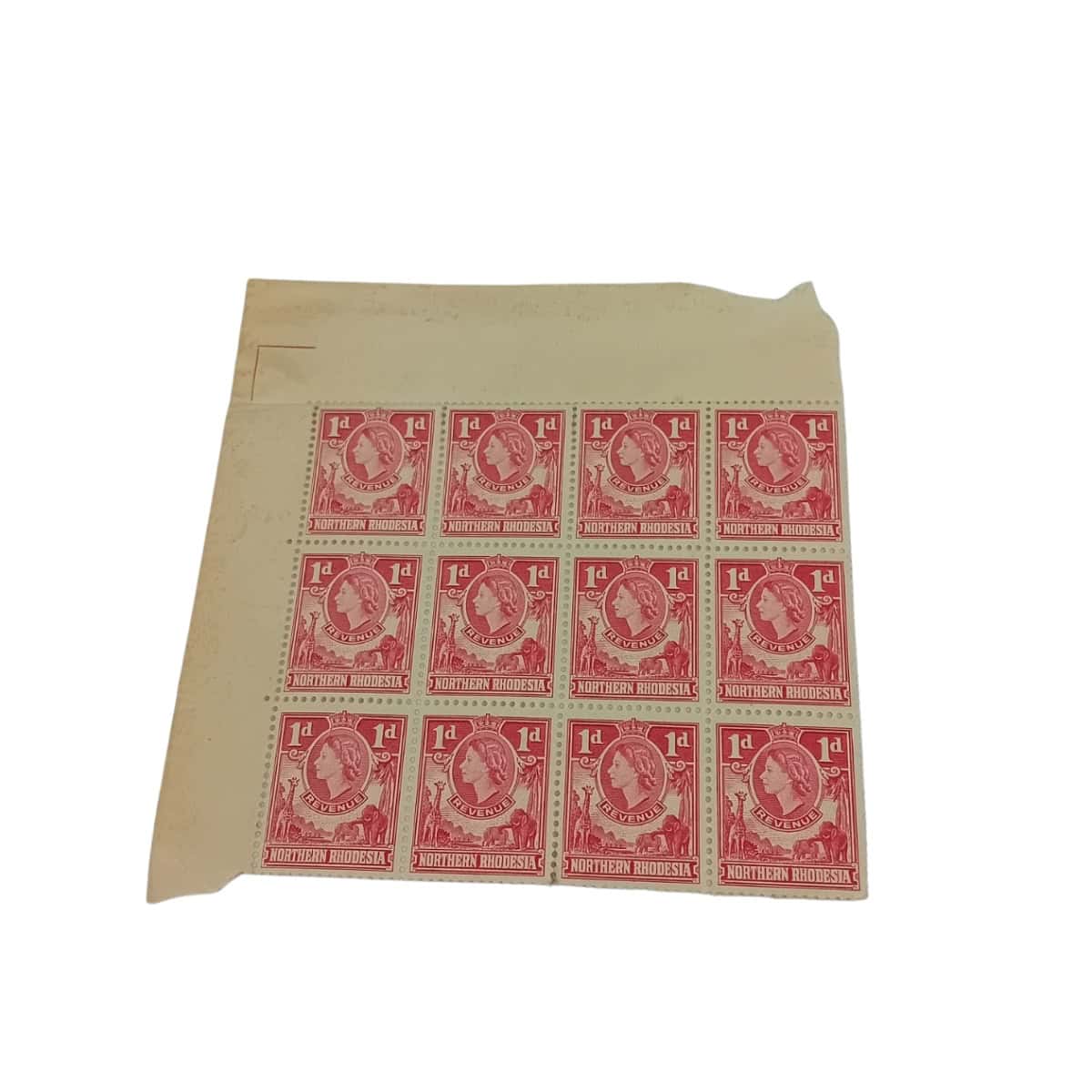 northern rhodesia stamps block of 12 1955 1d revenue