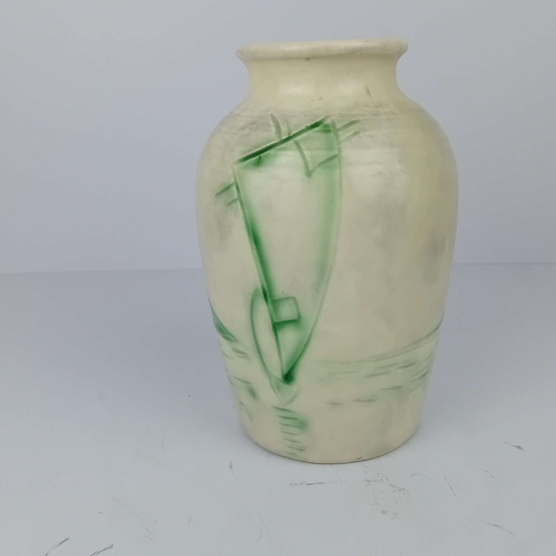 Radford Sgraffito Vase with Stylised Yacht Design 1930's - Image 8