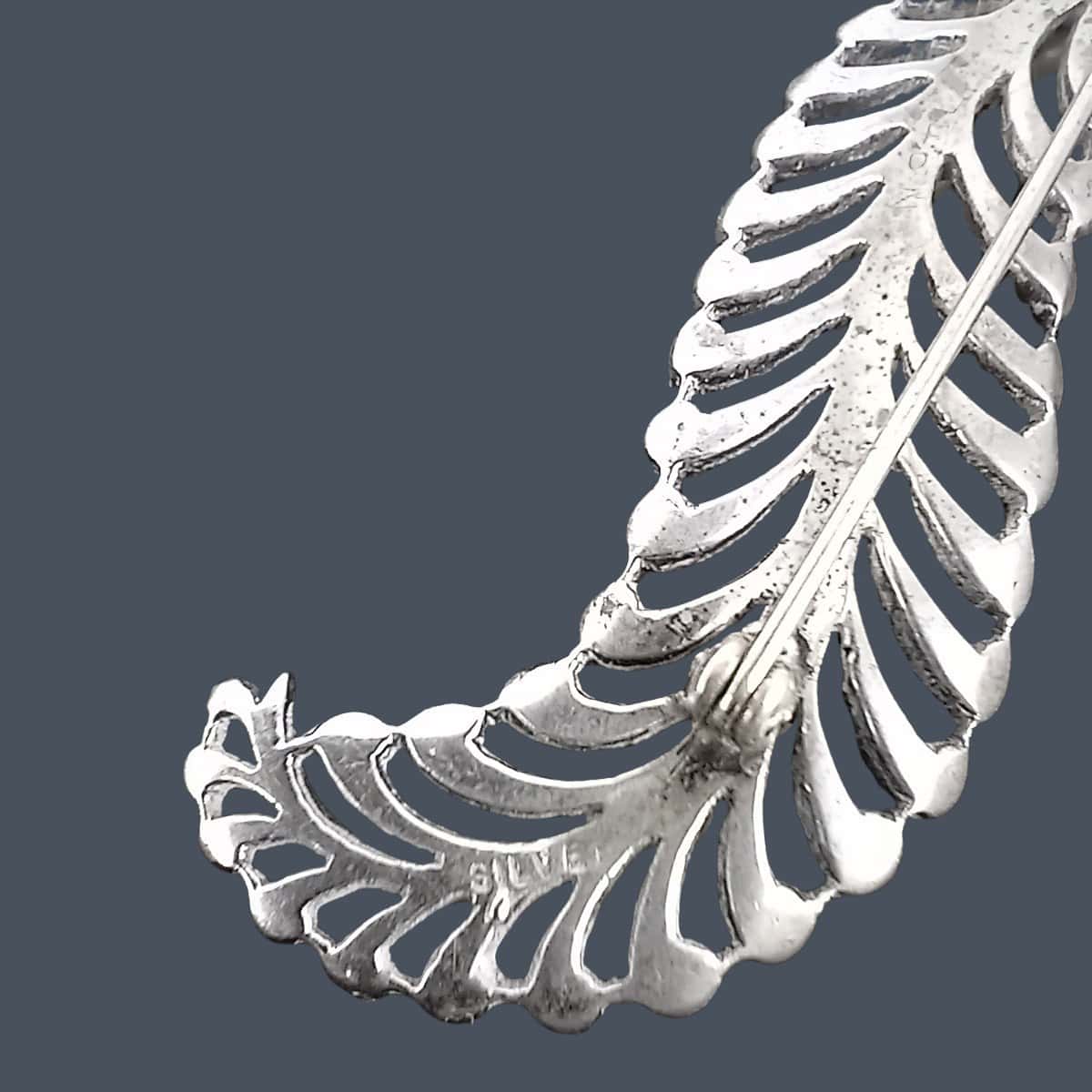 Silver and Pearl Fern Brooch – Marcasite Style, 1950s - Image 8