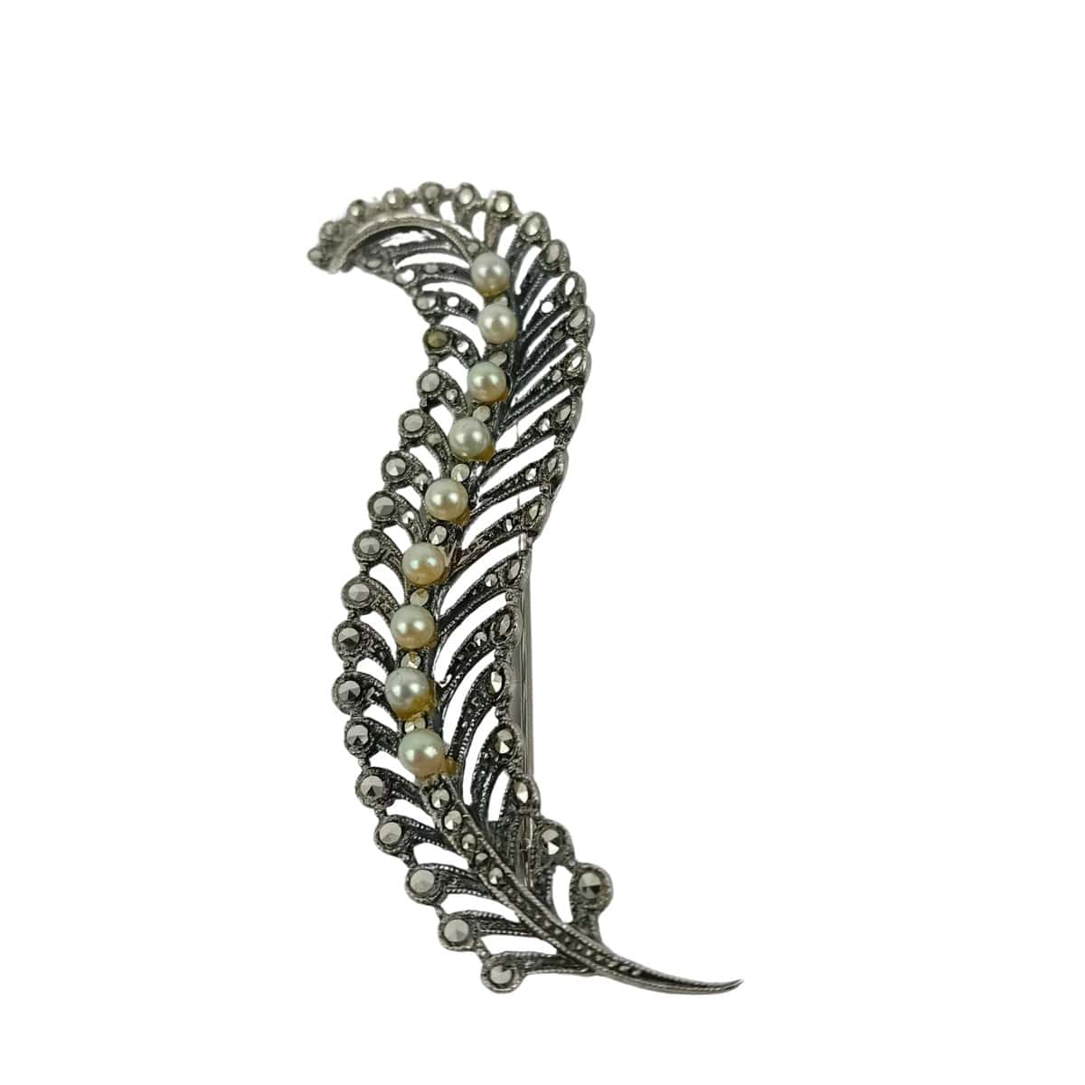 Vintage silver and pearl fern brooch main image