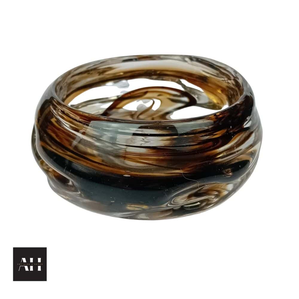 Whitefriars Knobbly Bowl – Streaked Brown Lead Crystal - Image 4