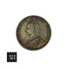 Side profile view of 1887 Half Crown coin showing edge detail and sterling silver finish