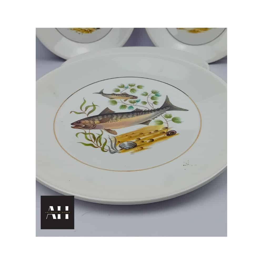 Figgjo Flint Fish Plates, Set of Six, Mid-Century Norwegian, 24cm - Image 4