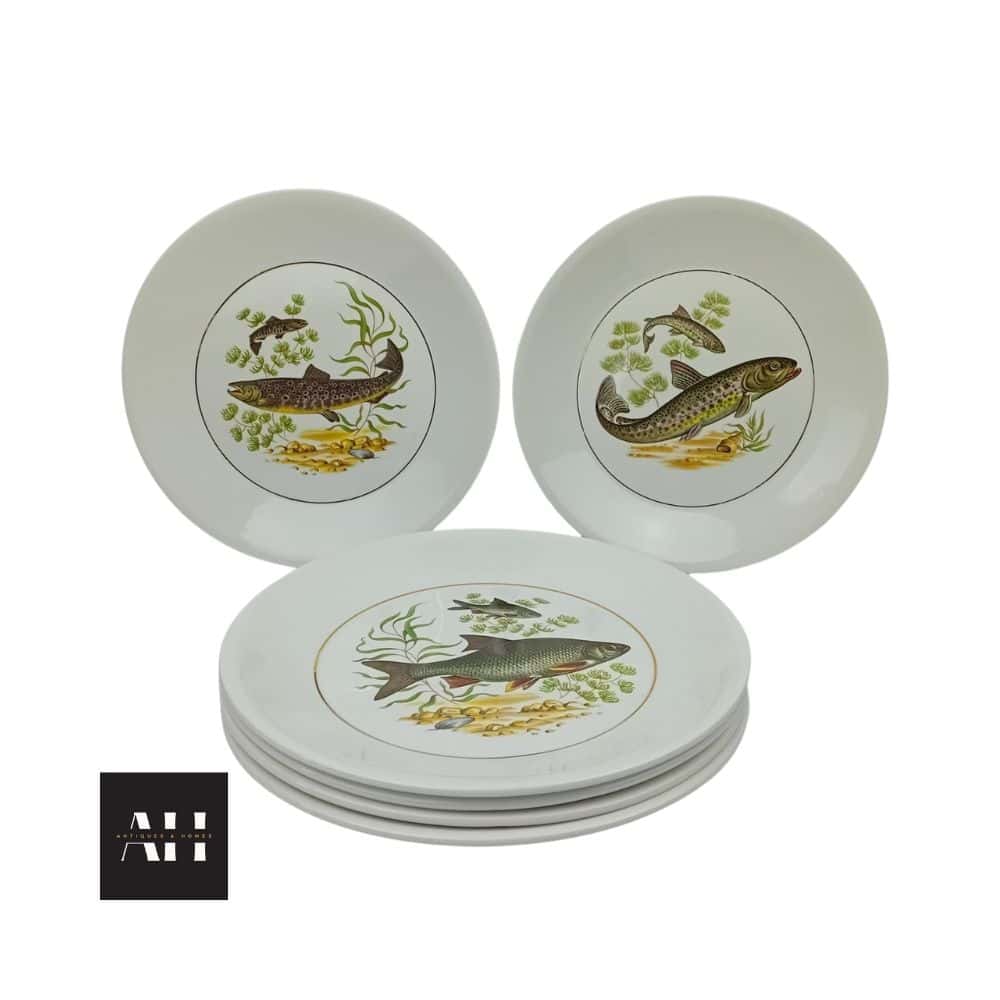 Figgjo Flint Fish Plates, Set of Six, Mid-Century Norwegian, 24cm - Image 2