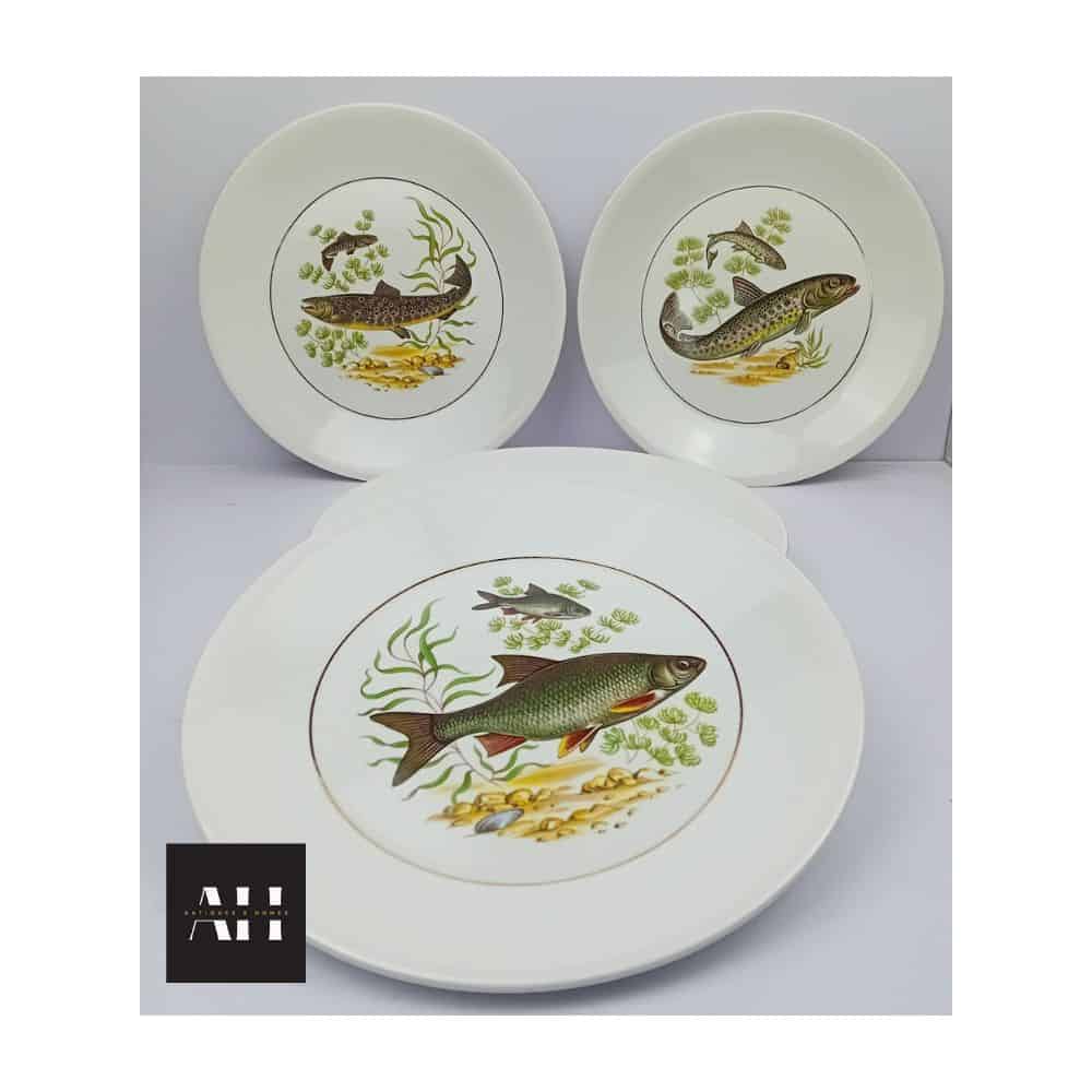 Figgjo Flint Fish Plates, Set of Six, Mid-Century Norwegian, 24cm - Image 5