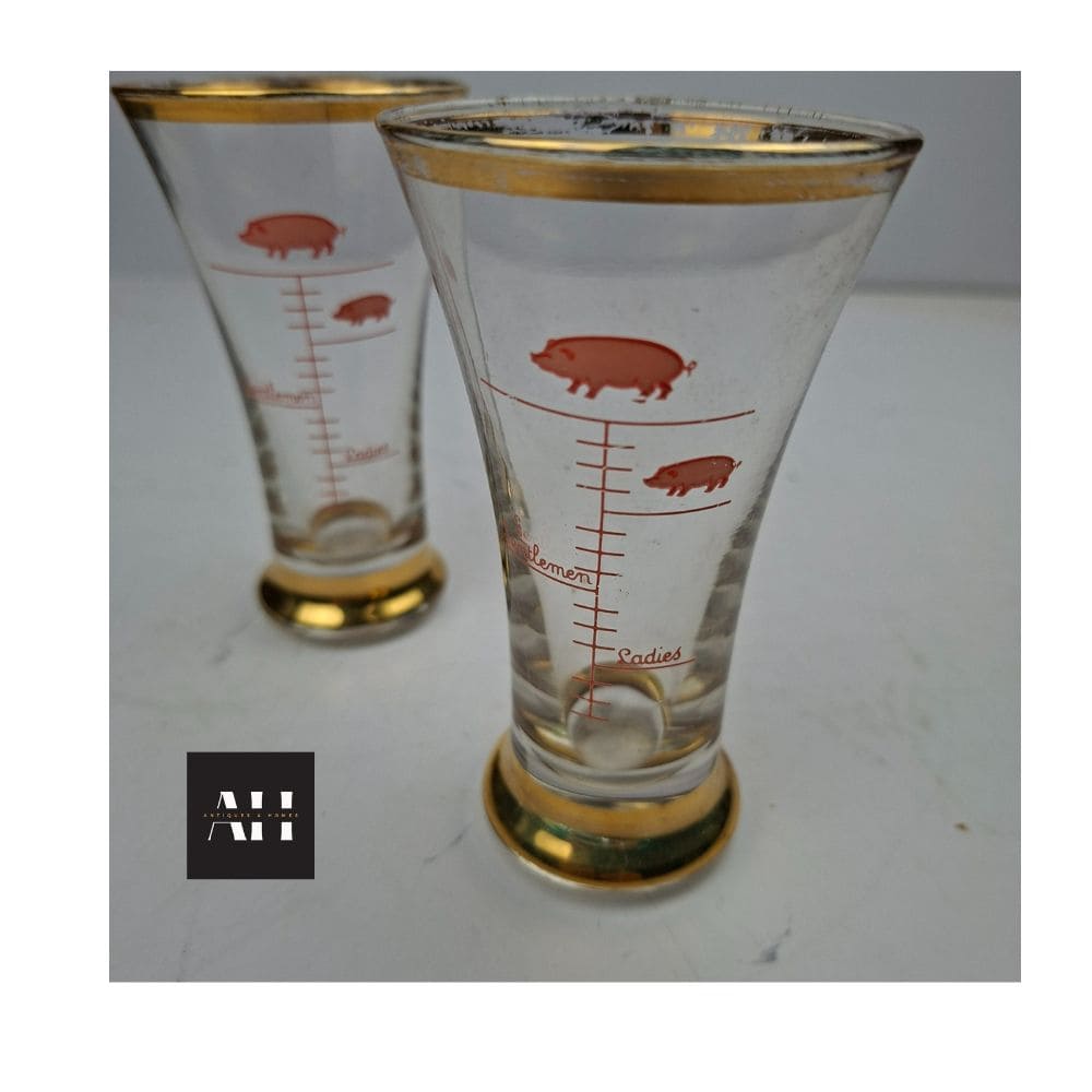 Greedy Pigs Shot Glasses – Vintage Novelty Barware - Image 4