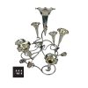 Silver Plated Epergne by Cropp and Farr with seven removable flutes or trumpets, vine and leaf design, late 19th–early 20th century, marked C & F BP NS.