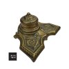 Single Brass Inkwell with Art Nouveau detailing side view