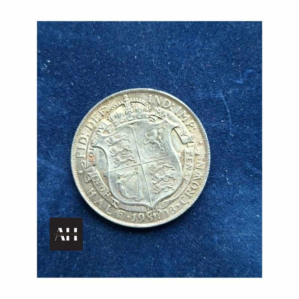 1913 Half Crown, Sterling Silver George V Coin - Image 4