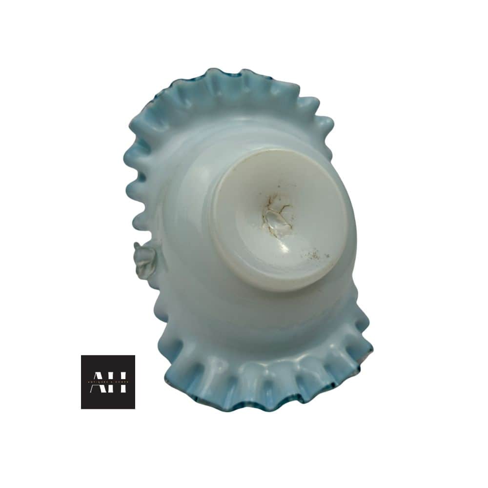 Opaline Basket, Victorian Blue Glass with Applied Thorn Handle - Image 4