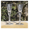 Side profile of Twists Glass Studios air twist wine glass showing elegant proportions