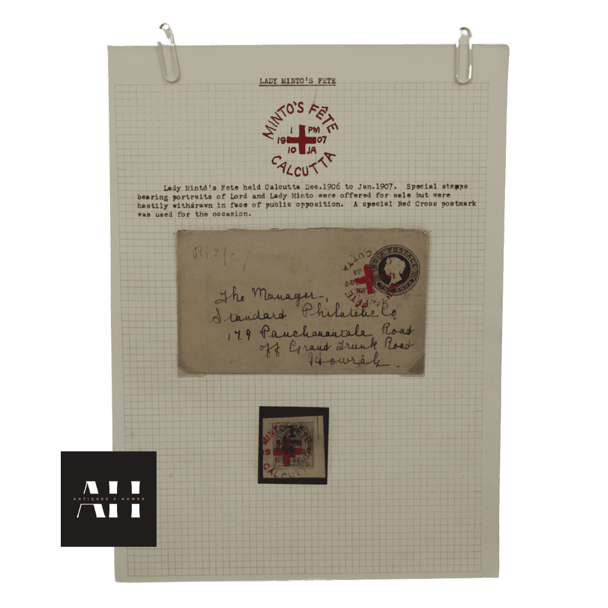 Lady Minto Fete cover showing Calcutta Red Cross cancellation dated 19 January