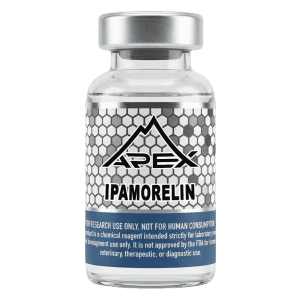 Ipamorelin lyophilized research peptide vial — Apex Laboratory
