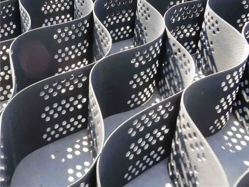 HDPE geocell channel lining for hydraulic flow control and bank stabilization