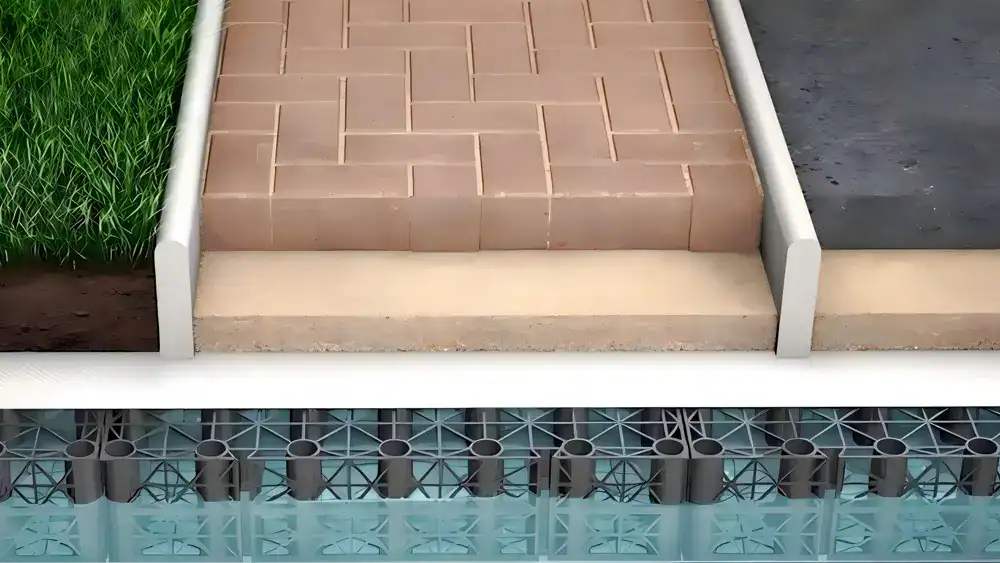 shallow geocellular drainage units for permeable paving and podium decks