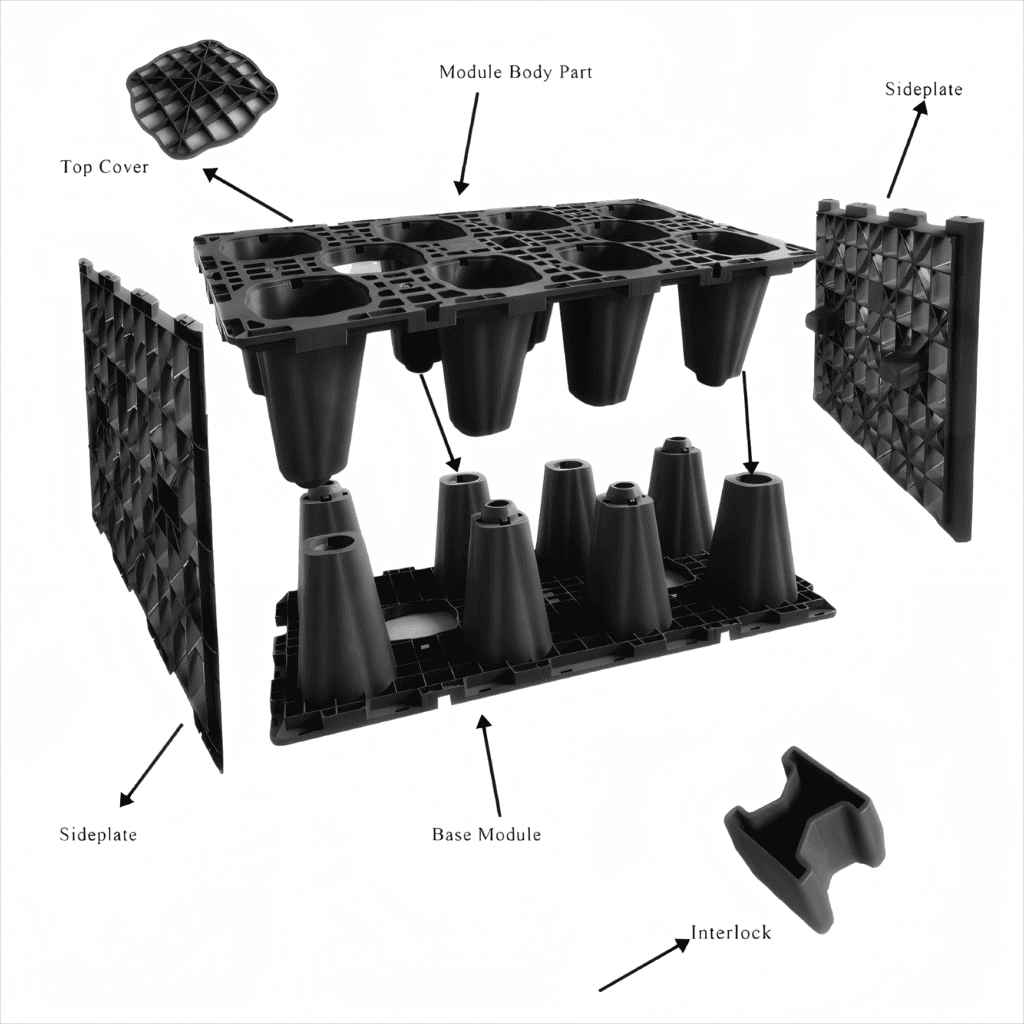 SuDS geocellular crate installation on UK housing development