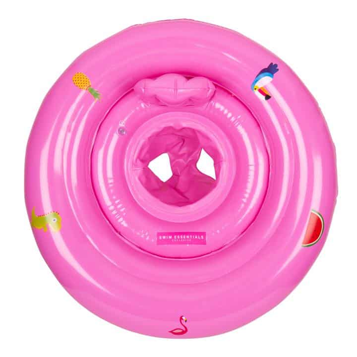 Roze zwemring met tropische illustraties