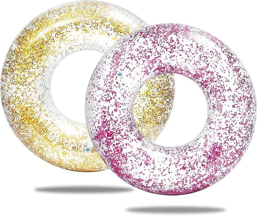 Glitter zwembanden, goud en roze, floaties.
