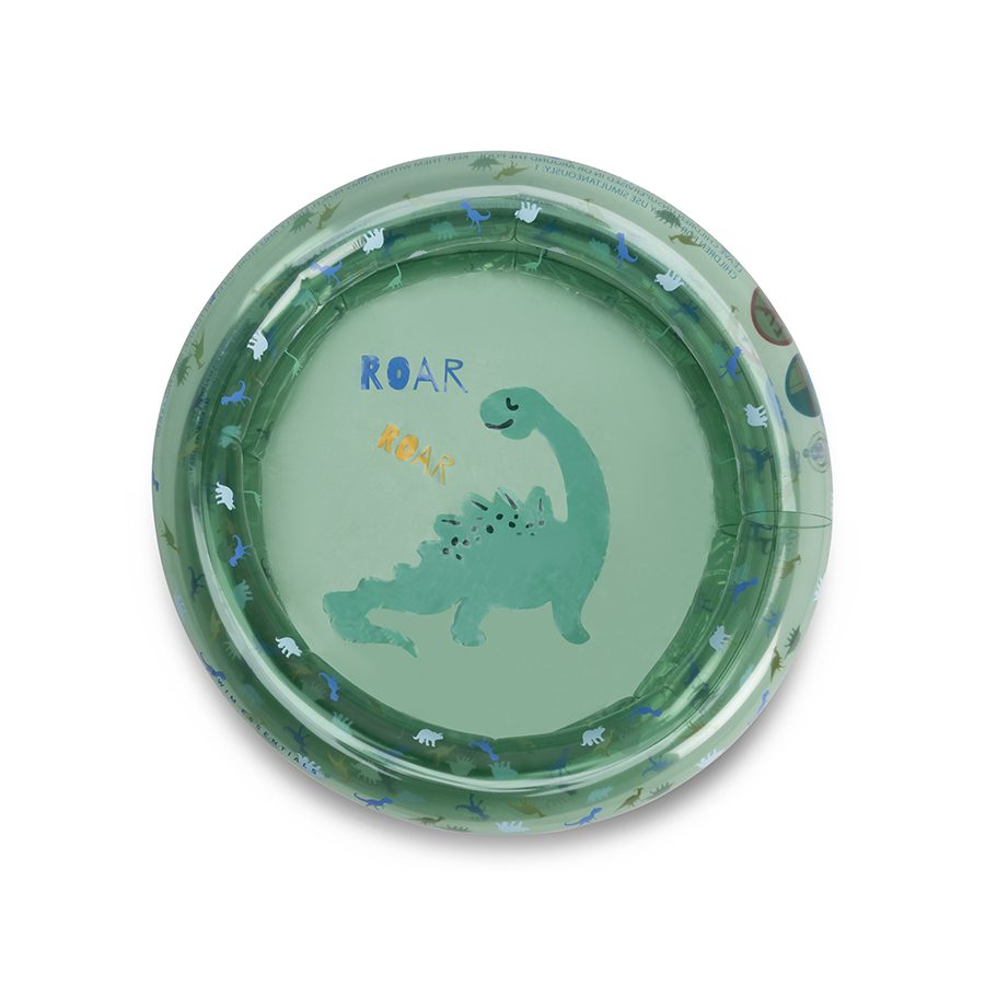 Groene dino zwemring met 'roar' tekst.