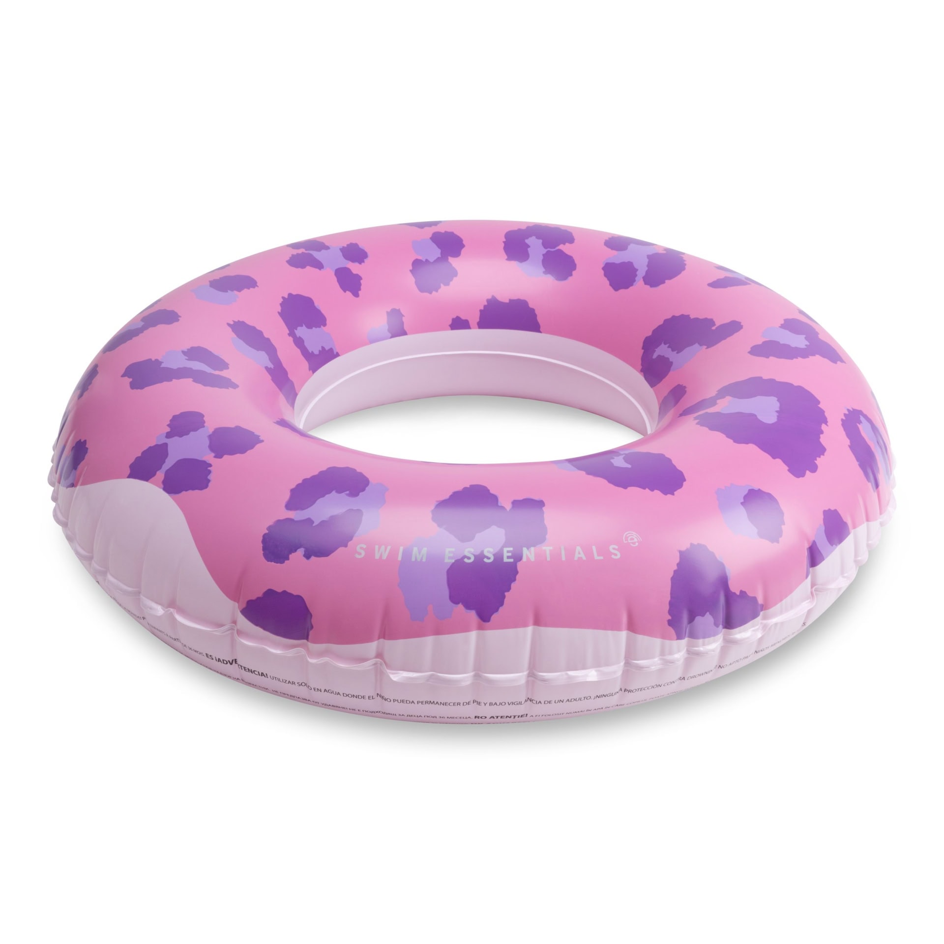 Roze opblaasbare zwemband met paarse vlekken