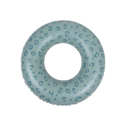 Blauw-groene zwemband met luipaardmotief.