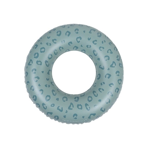 Blauw-groene zwemband met luipaardmotief.