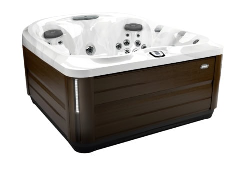 Bruine jacuzzi met witte binnenkant en jets