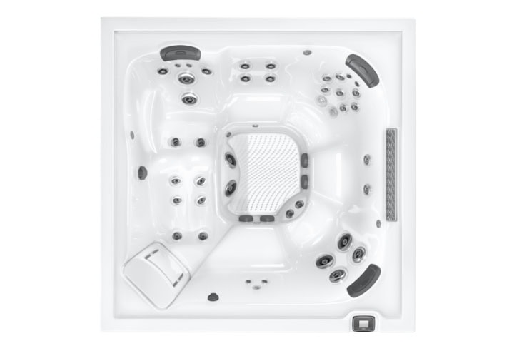 Witte luxe jacuzzi met massagejets bovenaanzicht