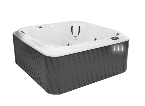 Moderne zwarte bubbelbad met witte binnenkant