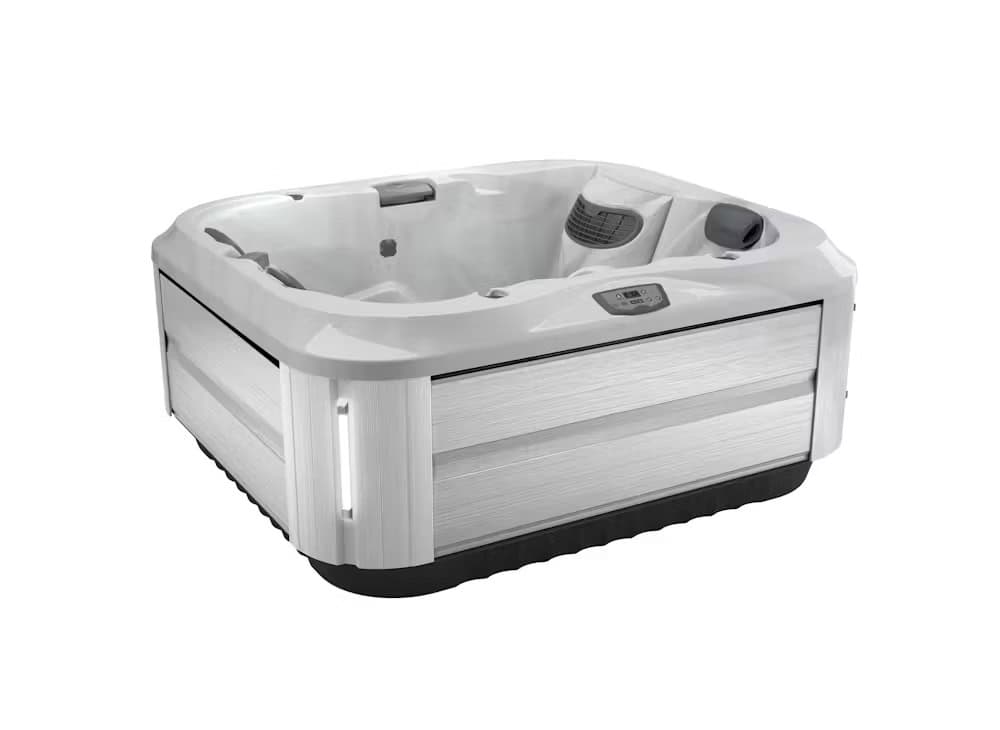 Moderne witte jacuzzi met LED-verlichting en bedieningspaneel