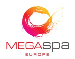 MegaSpa Europe logo, kleurrijk penseelontwerp