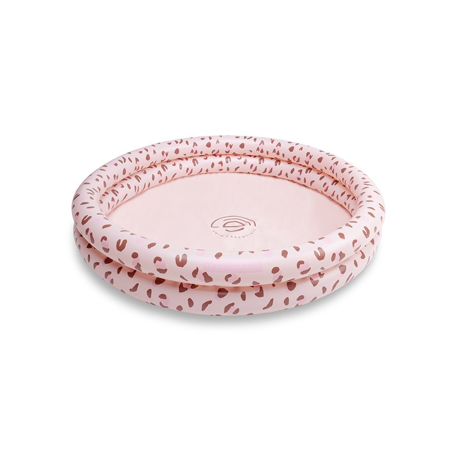 Roze opblaasbaar zwembad met vlekkenpatroon