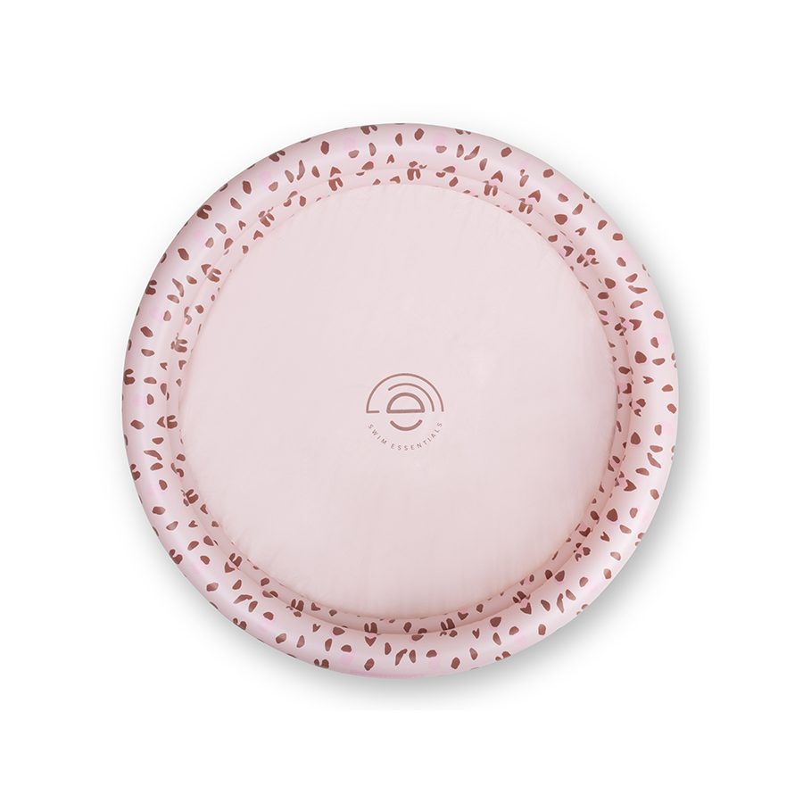 Roze opblaasbad met gestippeld patroon.