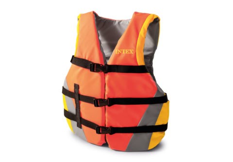 Oranje veiligheidsvest met zwarte riemen