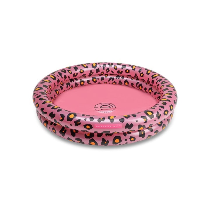 Opblaasbaar roze zwembad met luipaardprint