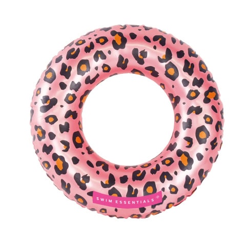 Roze zwemband met luipaardprint.