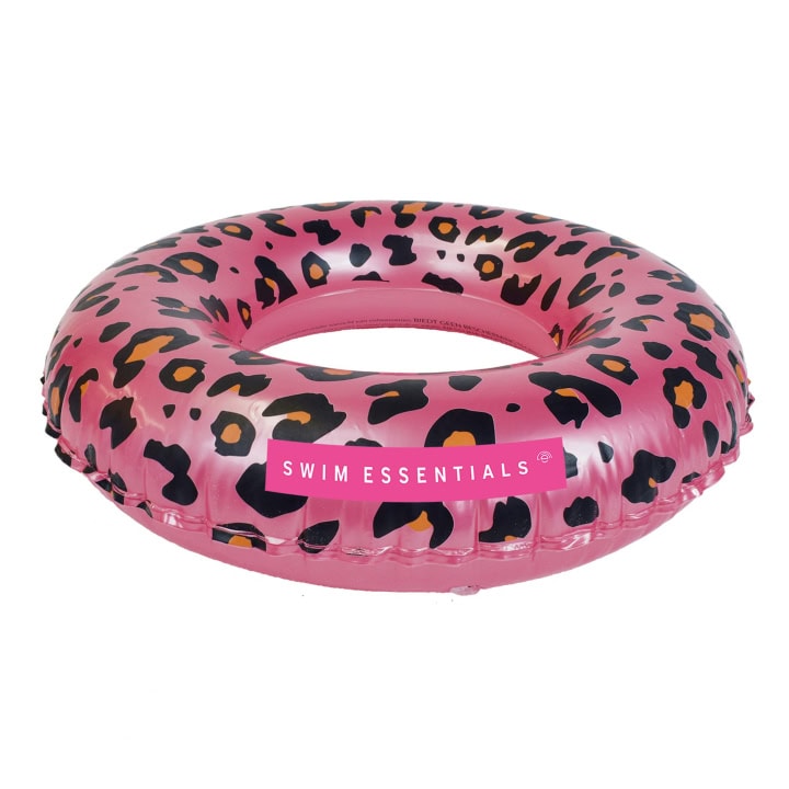 Roze zwemband met panterprint en logo