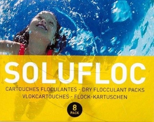 SoluFloc vloccartouches voor waterzuivering, verpakking van 8 stuks.