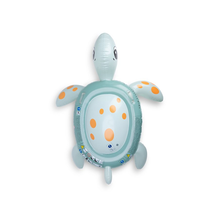 Opblaasbare schildpad met oranje stippen.