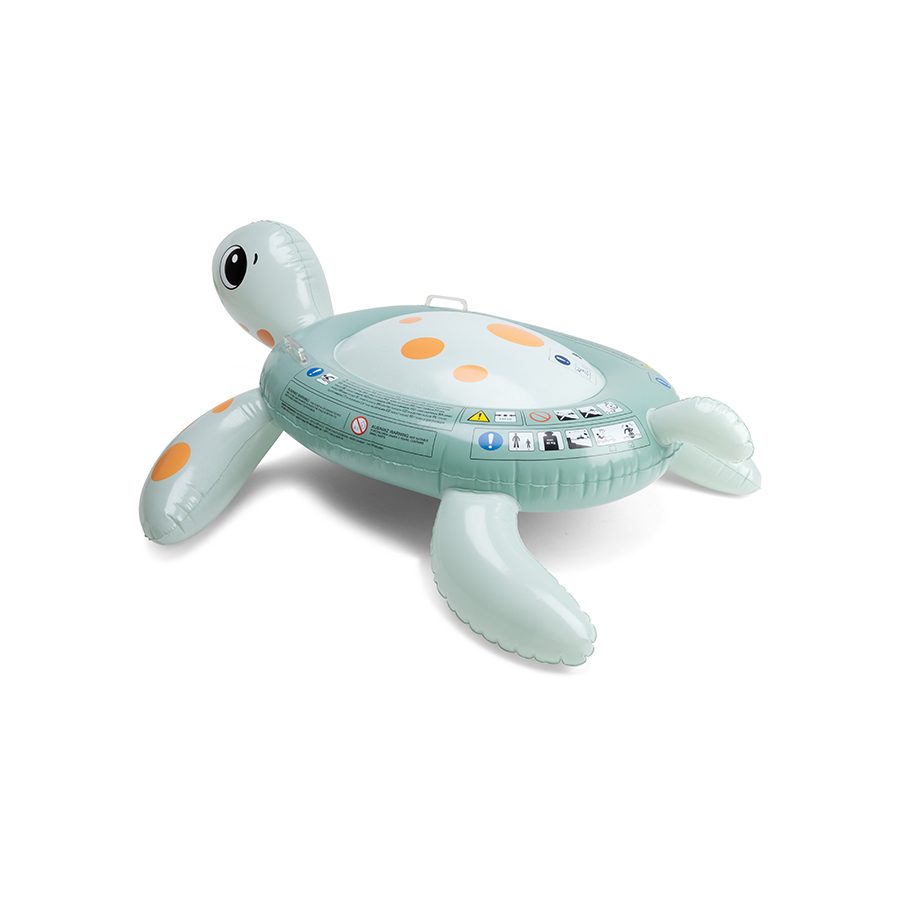 Opblaasbare schildpad met oranje stippen.