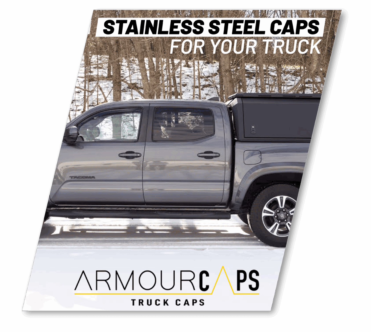 Stainless steel truck cap with non-modular design, durable truck bed cover for Toyota Tacoma, rugged cargo cover for trucks, weather-resistant stainless steel truck cap.