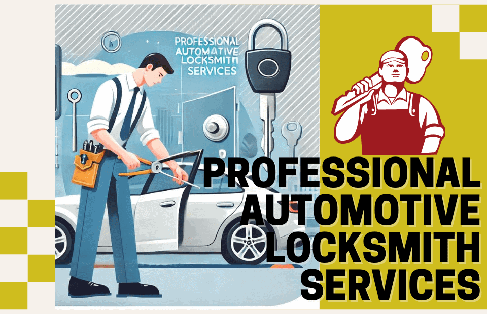 Auto locksmith working on a car with professional tools for automotive lock repair and key services at aroundtheclocklocksmithfl.com.