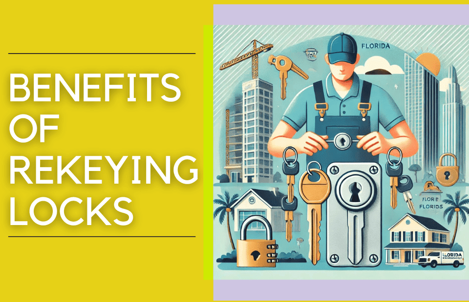 Rekeying locks benefits, locksmith services Florida, residential and commercial rekeying, expert lock rekeying, affordable locksmith solutions Florida, 24/7 emergency rekeying services.