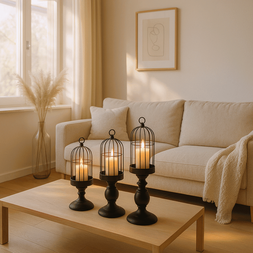 Shadowlight – 3-pack smidesljushållare i industriell design