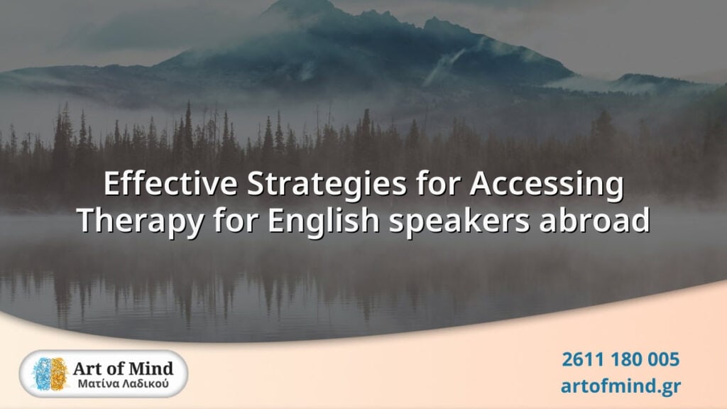 A conceptual image representing strategies for English speakers abroad to access psychotherapy and mental health support through digital and international resources.