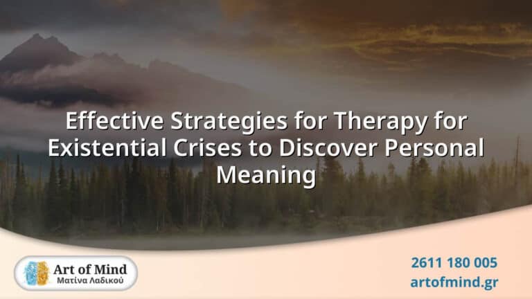Illustration representing effective therapeutic strategies for individuals facing existential challenges, emphasizing personal meaning discovery and mental resilience.