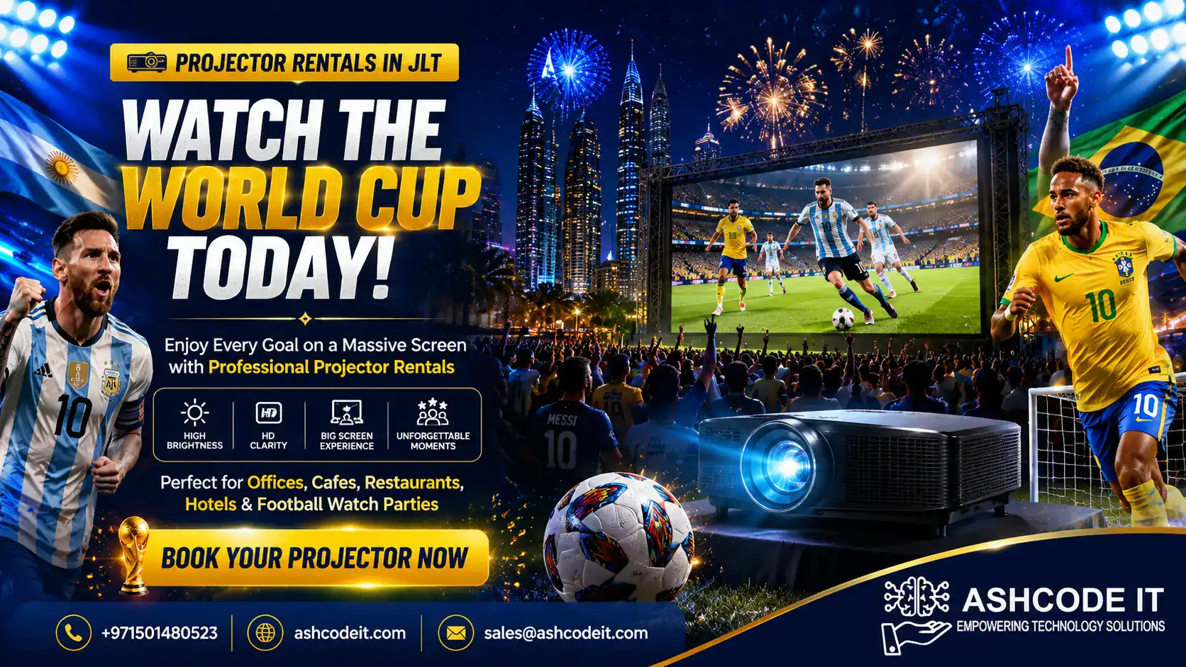 Watch the FIFA World Cup Like Never Before with Professional Projector Rentals in JLT