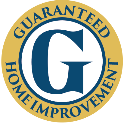 Circular logo with a large "G" in the center, surrounded by the words "Guaranteed Home Improvement" on a yellow background.