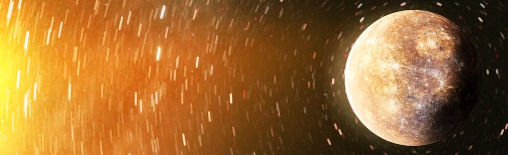 Mercury retrograde 2026. A close up of a planet with stars in the background